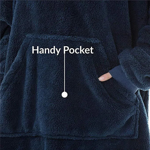 Oversized Fleece Wearable Blanket Hoodie – Double-Faced Warm Winter Pullover with Large Pocket | Unisex Cozy Sweatshirt Robe for Women & Men