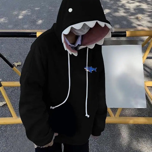 Shark Sweatshirt – Blue Hoodies with Shark, Long Sleeve Animal Cartoon Pullover for Men & Women