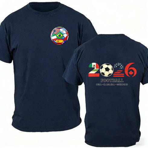 Men’s 100% Cotton 2026 Soccer T-Shirt, USA Canada Mexico Oversized Fan Tee