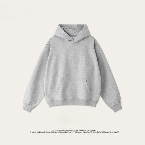 Men’s Heavy Terry Hoodie – Trendy American Style Solid Color Pullover | Casual Spring & Autumn Sweatshirt