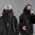 Men’s Embroidered Turtleneck Hoodie – Japanese Ninja Streetwear Oversized Y2K Pullover | Hip Hop Fleece Graphic Sweatshirt with Pocket (Autumn)