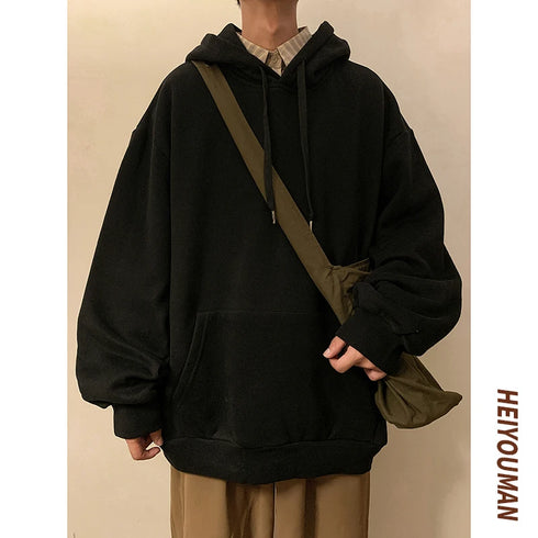 Men’s Oversized Hoodie – Casual Streetwear Hooded Sweatshirt for Spring & Fall | Loose Fit Harajuku Style Hoodie
