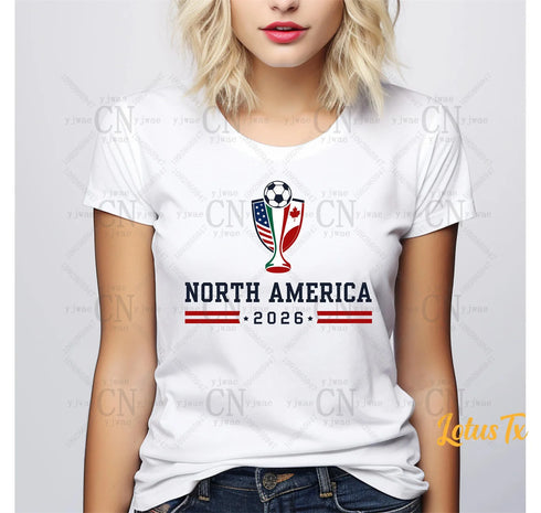 North America 2026 Soccer T-Shirt, USA Canada Mexico Fan Tee for Men and Women