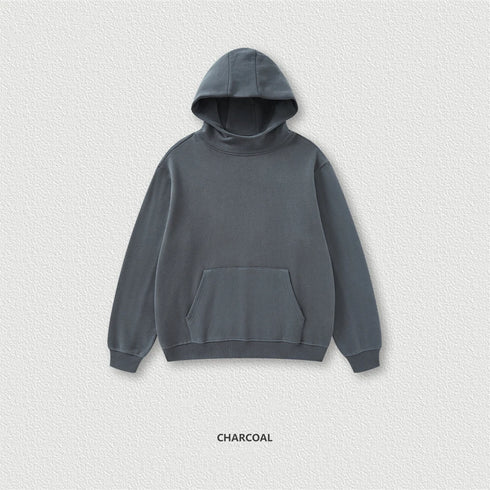 Men’s & Unisex Heavyweight Fleece Hoodie – 385G Thick Pullover | American Retro Loose-Fit Hooded Sweatshirt for Autumn & Winter