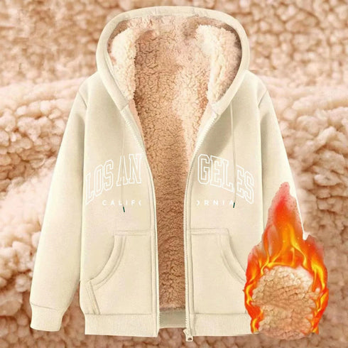 Women’s Thick Fleece Zip-Up Hoodie – Plus Size Warm Lined Thermal Sweatshirt for Fall & Winter | Cozy Hooded Jacket with Pockets