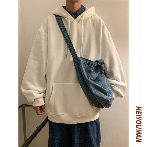 Men’s Oversized Hoodie – Casual Streetwear Hooded Sweatshirt for Spring & Fall | Loose Fit Harajuku Style Hoodie