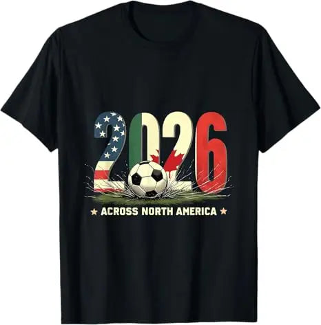Vintage 2026 North America Soccer T-Shirt, USA Canada Mexico Fan Tee for Men and Women