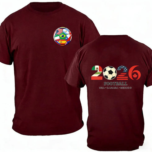 Men’s 100% Cotton 2026 Soccer T-Shirt, USA Canada Mexico Oversized Fan Tee