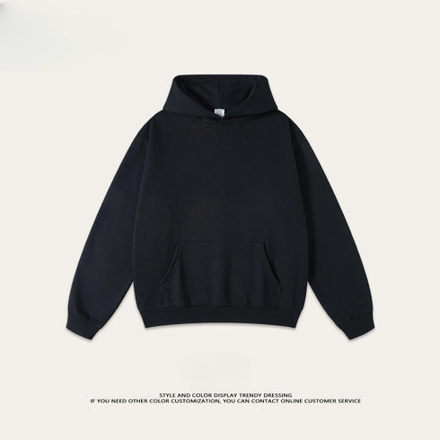 Men’s Heavy Terry Hoodie – Trendy American Style Solid Color Pullover | Casual Spring & Autumn Sweatshirt