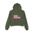 Women hoodies printed with USA flag in back for Women's Cinched Bottom Hoodie