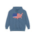 American flag on its map style with the Premium Garment-Dye Hoodie.
