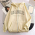 Autumn Spring Women’s Retro Fashion Hoodie Loose Letter Printed Zip Up Sweatshirt - Warms Hoodies