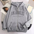 Autumn Spring Women’s Retro Fashion Hoodie Loose Letter Printed Zip Up Sweatshirt - Warms Hoodies