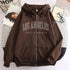 Autumn Spring Women’s Retro Fashion Hoodie Loose Letter Printed Zip Up Sweatshirt - Warms Hoodies