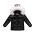 Black Winter jacket Parka for Kids - Boys & Girls Down Jacket with Natural Fur, Waterproof Outerwear and Snow Coat - Warms Hoodies
