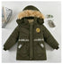Boys' Winter Jacket with Plush Fur Collar - Fashion 'F' Letter Design - Warms Hoodies