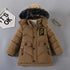 Boys' Winter Jacket with Plush Fur Collar - Fashion 'F' Letter Design - Warms Hoodies