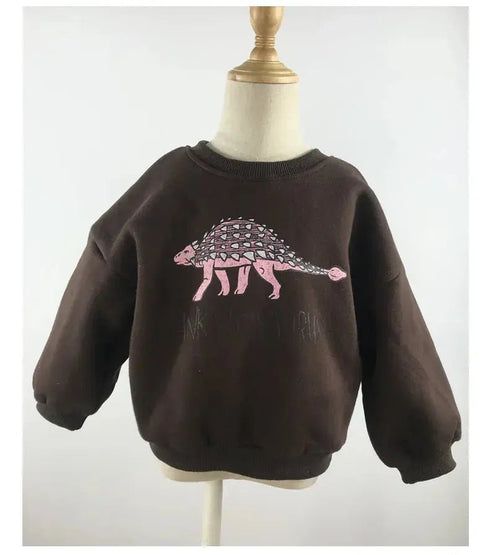 Children’s Comfortable Sweatshirt: Autumn-Themed, Fleece-Lined Dinosaur Hoodies for Kids - Warms Hoodies