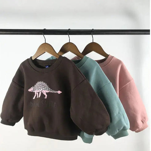 Children’s Comfortable Sweatshirt: Autumn-Themed, Fleece-Lined Dinosaur Hoodies for Kids - Warms Hoodies