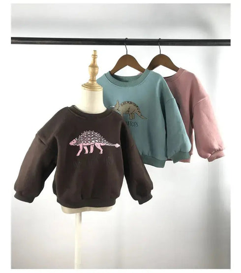 Children’s Comfortable Sweatshirt: Autumn-Themed, Fleece-Lined Dinosaur Hoodies for Kids - Warms Hoodies