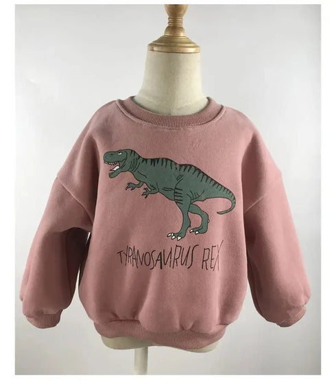 Children’s Comfortable Sweatshirt: Autumn-Themed, Fleece-Lined Dinosaur Hoodies for Kids - Warms Hoodies