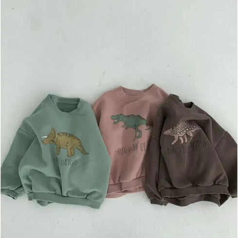 Children’s Comfortable Sweatshirt: Autumn-Themed, Fleece-Lined Dinosaur Hoodies for Kids - Warms Hoodies