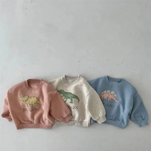 Children’s Comfortable Sweatshirt: Autumn-Themed, Fleece-Lined Dinosaur Hoodies for Kids - Warms Hoodies