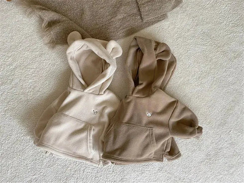 Cotton Embroidered Hoodies for Toddlers - Bear-Themed Sweatshirt for Kids - Warms Hoodies