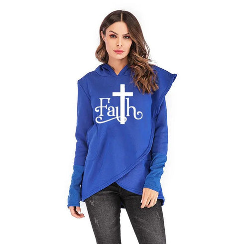Creative Plus Size Faith-Inspired Hoodie: Fashionable and Kawaii Sweatshirt for Women - Warms Hoodies
