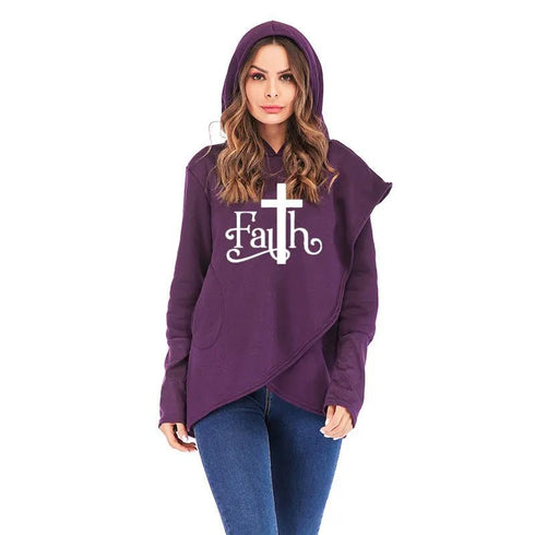 Creative Plus Size Faith-Inspired Hoodie: Fashionable and Kawaii Sweatshirt for Women - Warms Hoodies