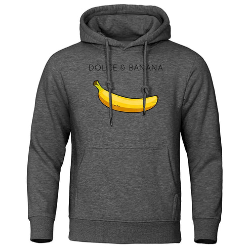 Dolce & Banana Cute Printed Men Hoodie Loose Casual Warm Fleece Hoodies Personality Street Hip Hop Sweatshirt - Warms Hoodies