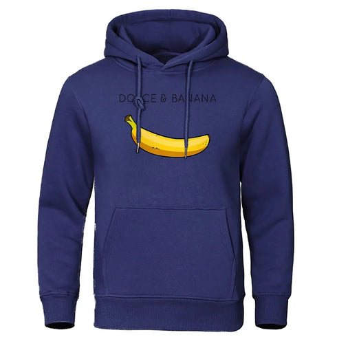 Dolce & Banana Cute Printed Men Hoodie Loose Casual Warm Fleece Hoodies Personality Street Hip Hop Sweatshirt - Warms Hoodies