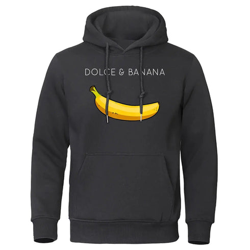 Dolce & Banana Cute Printed Men Hoodie Loose Casual Warm Fleece Hoodies Personality Street Hip Hop Sweatshirt - Warms Hoodies