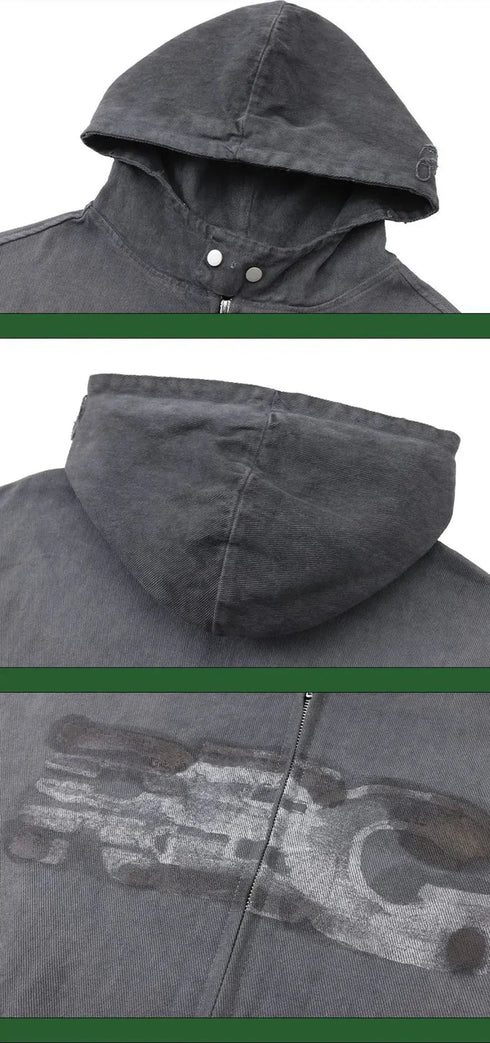 Hip Hop Streetwear: Men’s Hoodies with Star Patchwork - Loose, Zip-up Sweater Hooded Pullover - Warms Hoodies