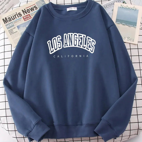 Los Angeles California Streetwear: Women’s Loose Oversized Sweatshirt, Soft Letter Print Hoodie with Personality - Warms Hoodies