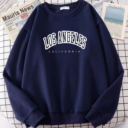 Los Angeles California Streetwear: Women’s Loose Oversized Sweatshirt, Soft Letter Print Hoodie with Personality - Warms Hoodies