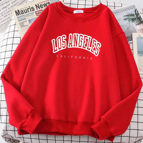 Los Angeles California Streetwear: Women’s Loose Oversized Sweatshirt, Soft Letter Print Hoodie with Personality - Warms Hoodies