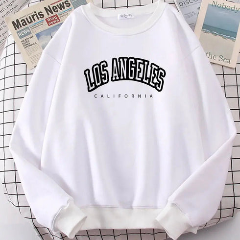Los Angeles California Streetwear: Women’s Loose Oversized Sweatshirt, Soft Letter Print Hoodie with Personality - Warms Hoodies