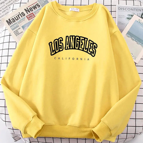 Los Angeles California Streetwear: Women’s Loose Oversized Sweatshirt, Soft Letter Print Hoodie with Personality - Warms Hoodies