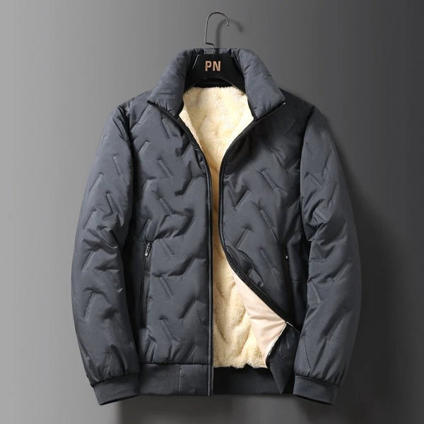 Men's Autumn-Winter Jacket - Lambswool-Lined, Thick Fleece, Waterproof, Casual Loose Grey Coat - Warms Hoodies