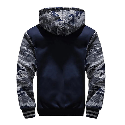 Men’s Premium Camouflage Winter Jacket - Thick Fleece-Lined Long Sleeve Coat with Hood - Casual Streetwear - Warms Hoodies