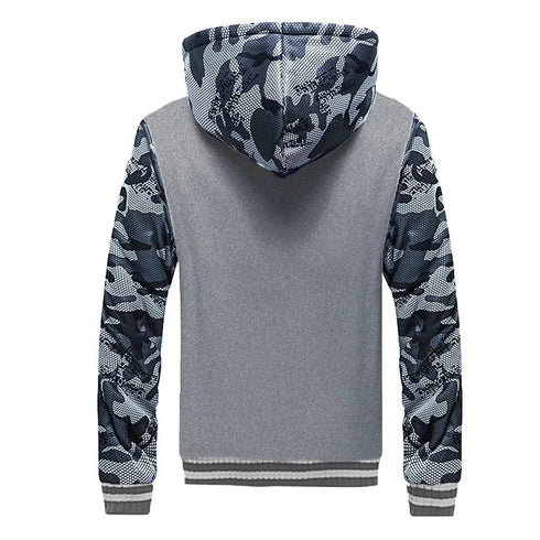 Men’s Premium Camouflage Winter Jacket - Thick Fleece-Lined Long Sleeve Coat with Hood - Casual Streetwear - Warms Hoodies