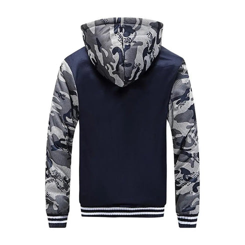 Men’s Premium Camouflage Winter Jacket - Thick Fleece-Lined Long Sleeve Coat with Hood - Casual Streetwear - Warms Hoodies
