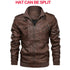 Men's PU Leather Biker Jacket - Autumn Casual Motorcycle Style, Detachable Hood, Brand Clothing - Warms Hoodies