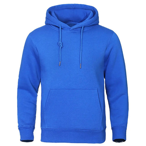 Men’s Solid Color Fleece Hoodies: Warm, Breathable Pullovers for Casual Streetwear Fashion - Warms Hoodies