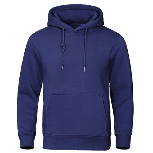 Men’s Solid Color Fleece Hoodies: Warm, Breathable Pullovers for Casual Streetwear Fashion - Warms Hoodies