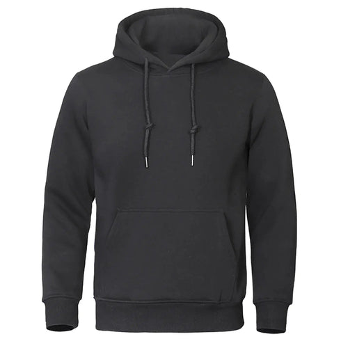 Men’s Solid Color Fleece Hoodies: Warm, Breathable Pullovers for Casual Streetwear Fashion - Warms Hoodies