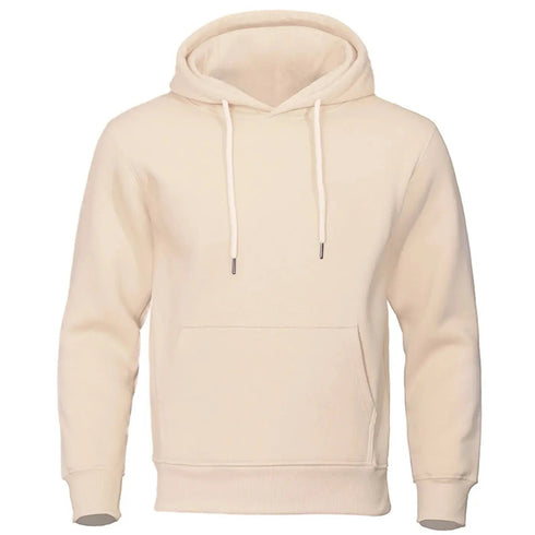 Men’s Solid Color Fleece Hoodies: Warm, Breathable Pullovers for Casual Streetwear Fashion - Warms Hoodies