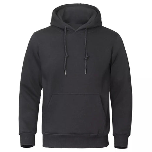 Men’s Solid Color Fleece Hoodies: Warm, Breathable Pullovers for Casual Streetwear Fashion - Warms Hoodies