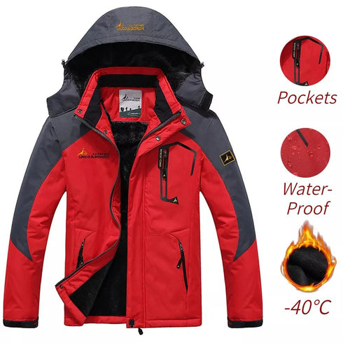 Men's Winter Parka - Windproof, Thick Warm Fleece, Fur Collar, Military-Style Anorak Jacket - Warms Hoodies